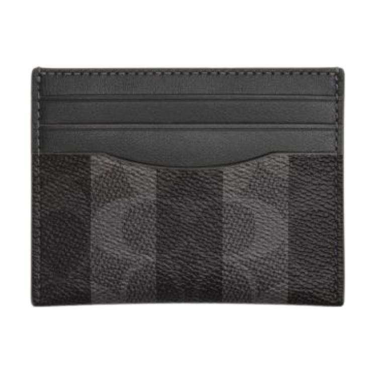 COACH COACH Artificial Leather, Plastic With Cow Leather Card Holder Men's Gray Black