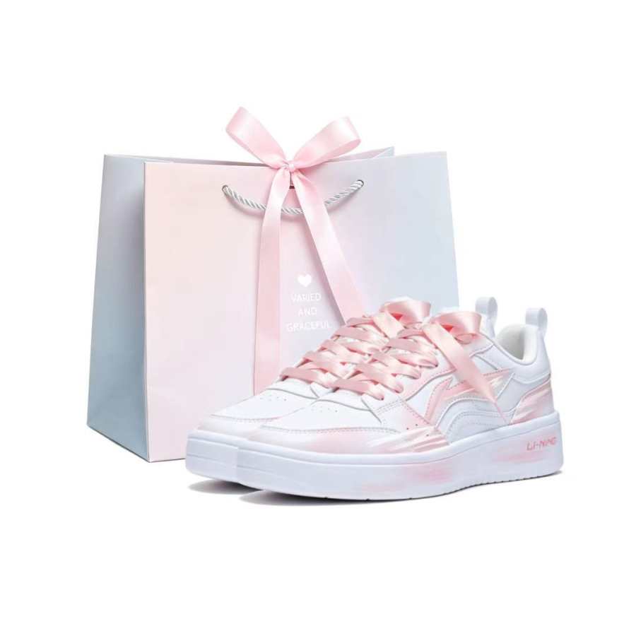 Li-Ning Li Ning Sycee Slip Resistant Cushioning Abrasion Resistant Low top Skateboard Shoes Women's Light Pink