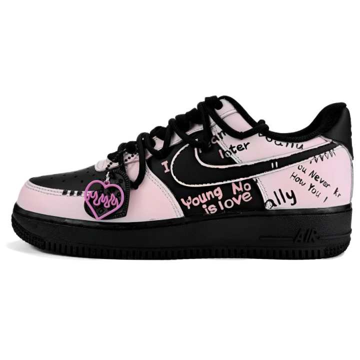 Nike Nike Air Force 1 Black Spike Island Cat, Black Warrior, Pink Ink Onstage Low top Skateboard Shoes Unisex Black Pink