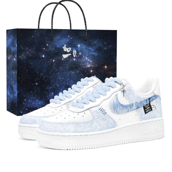 Nike Nike Air Force 1 Shopping Bag, Blue Mist, First Culture V Low top Skateboard Shoes Men's White Blue