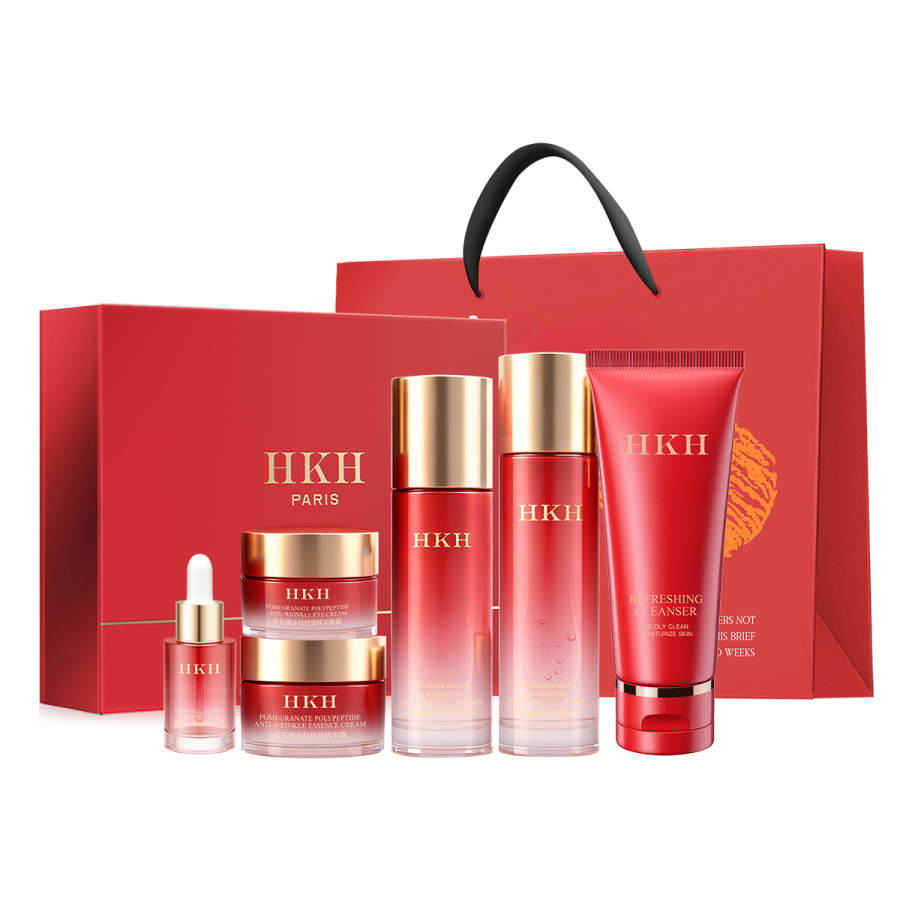 HKH Red Pomegranate Box Luxury Pampering Brightening 6 Piece Set Skincare Sets