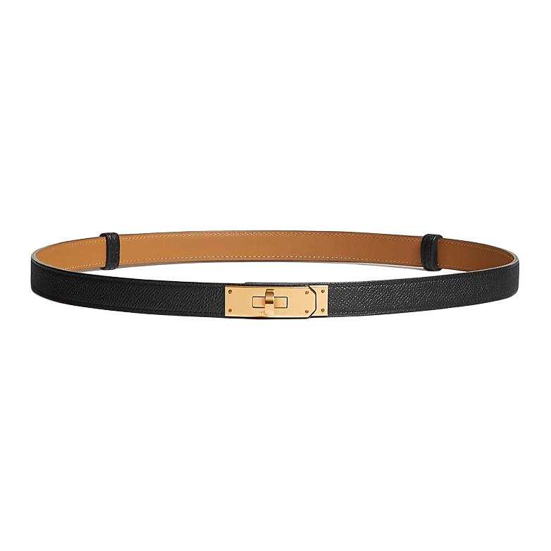 HERMES HERMES Cow Leather Belts Women's Black 1.8cm