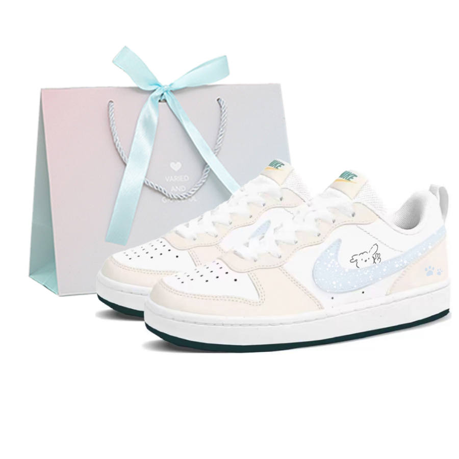 Nike Nike Court Borough 2 Leather Slip Resistant Abrasion Resistant Low top Skateboard Shoes Women's Blue