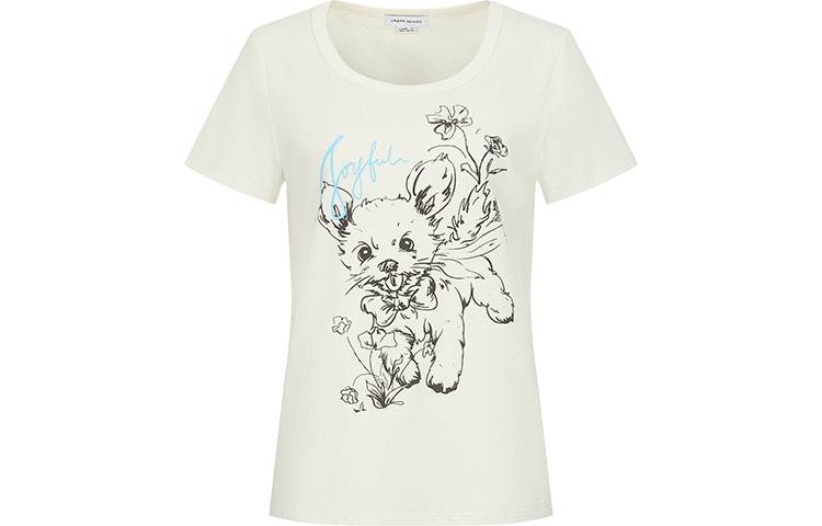 URBAN REVIVO T Shirts Women's Ecru Asymmetrical Collar Moderate