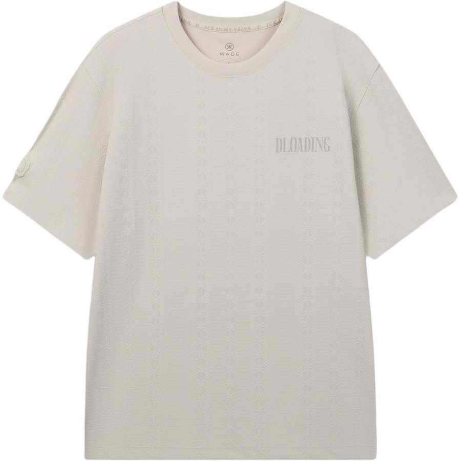 Li-Ning Li Ning T Shirts Men's Silver Fish Gray Crew Neck Moderate Straight Fit