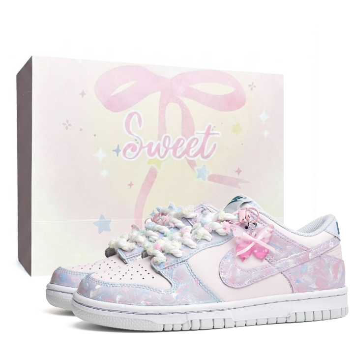 Nike Nike Dunk Breathable Height Increasing Low top Skateboard Shoes Women's Pink Green