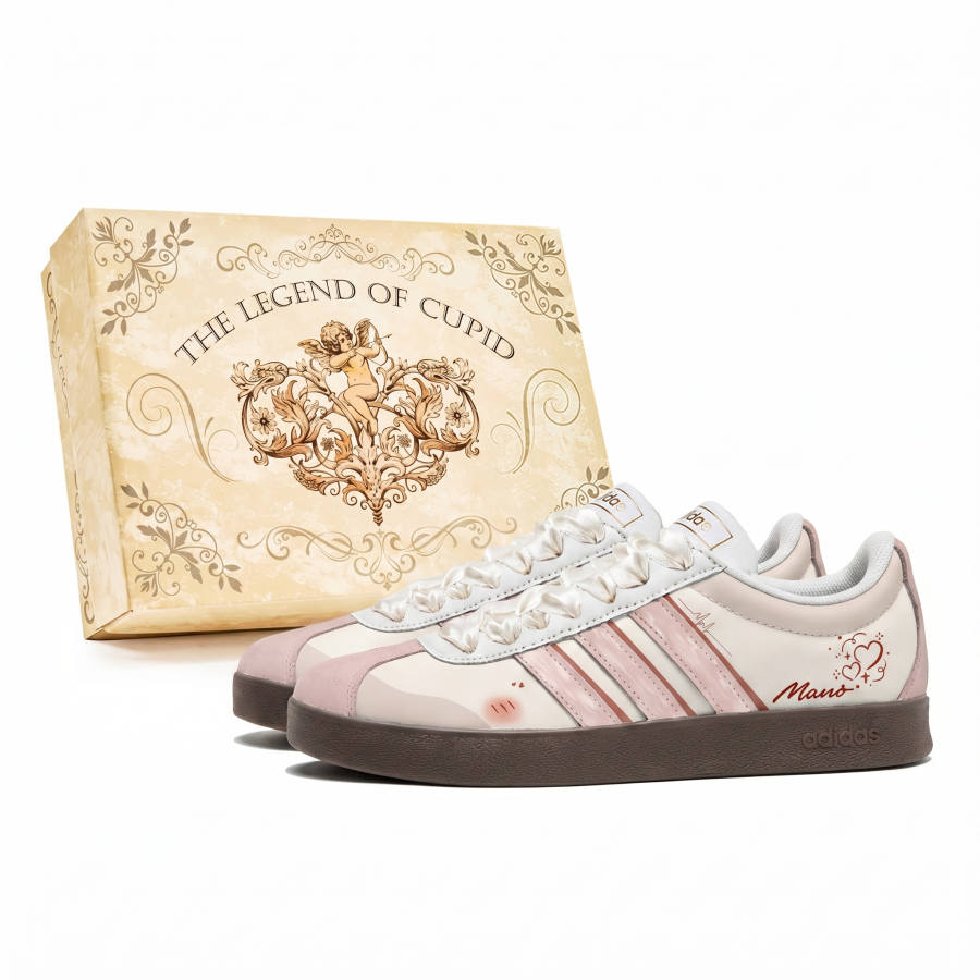 Adidas Adidas VL COURT 2.0 Box, First Dream Low top Skateboard Shoes Unisex Pink White