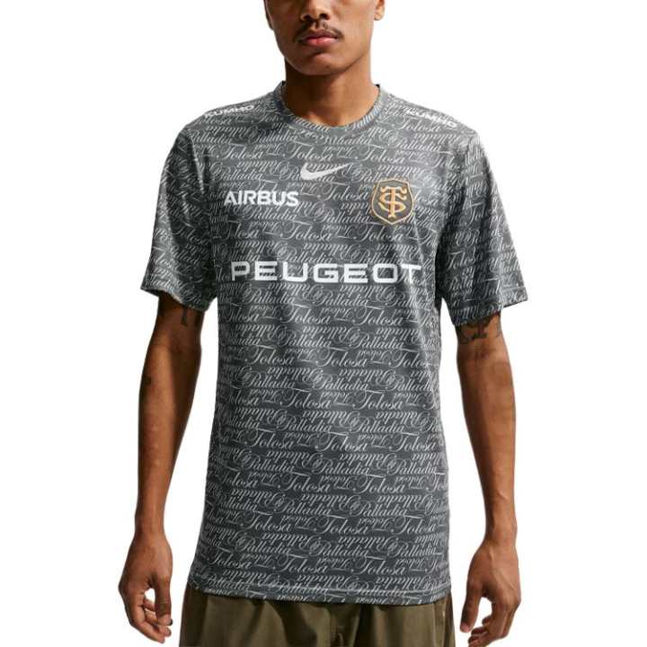 Nike Nike Rugby Jerseys Men's Iron Gray Crew Neck Moderate