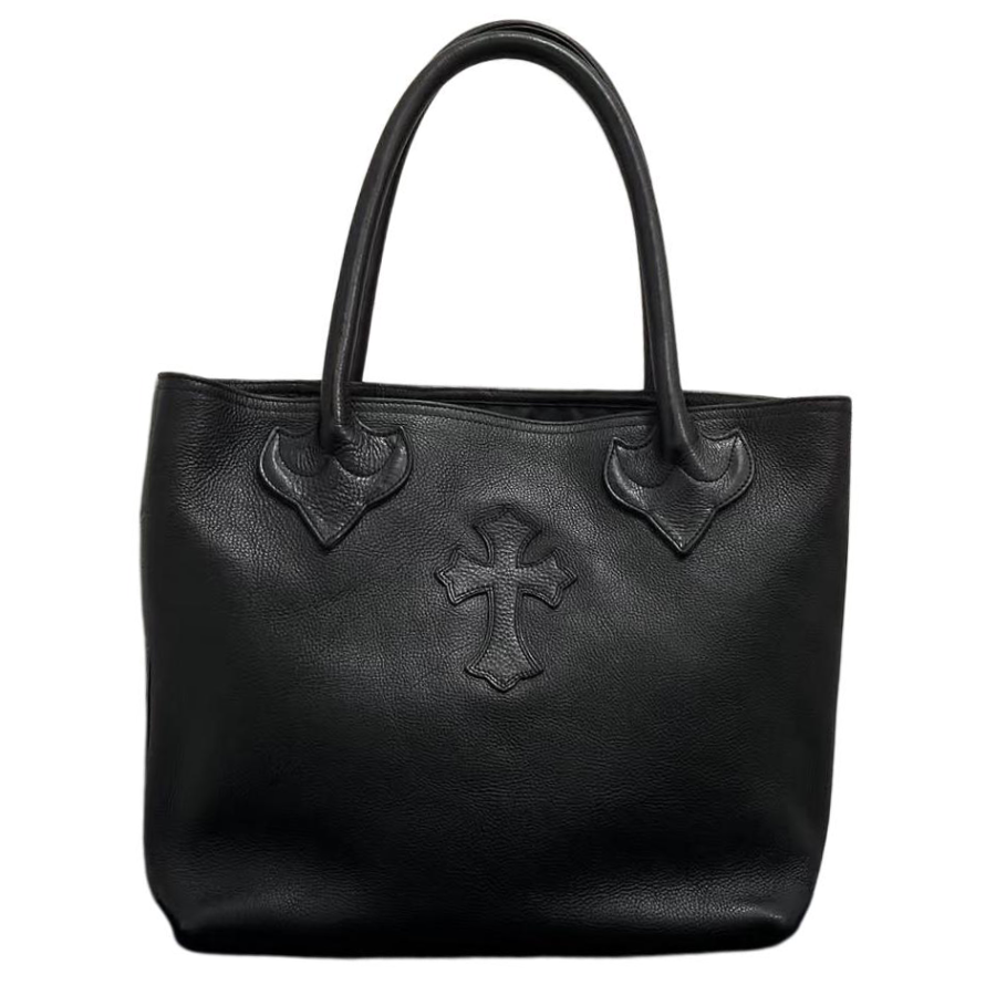 Chrome Hearts Leather Full Leather Tote Bag, Shopping Bag, Handbag Women's Black