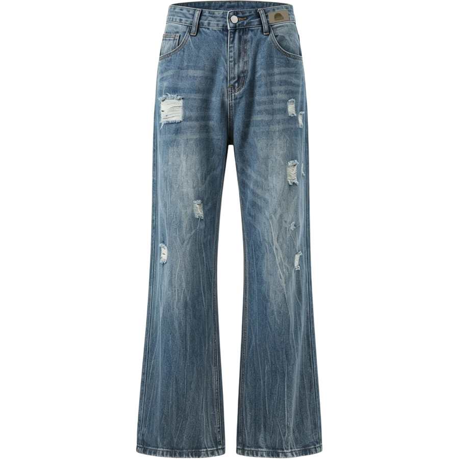 MostwantedLab Jeans Unisex Blue Moderate Ripped Pants