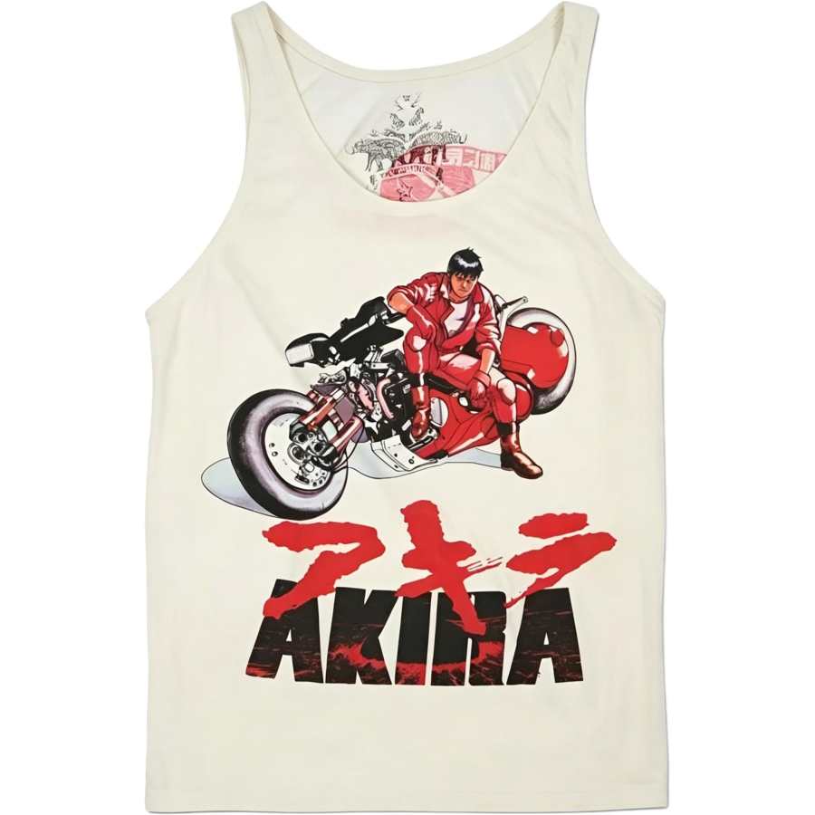 Lnga Landgre Tank Tops Men's Ecru Akira Crew Neck Thin Racerback