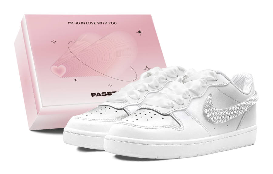 Nike Nike Court Borough GS Couple's, Romantic Gift, Champagne Pearl, Lover's, Sweet Style Luxury Low top Casual Skate Shoes