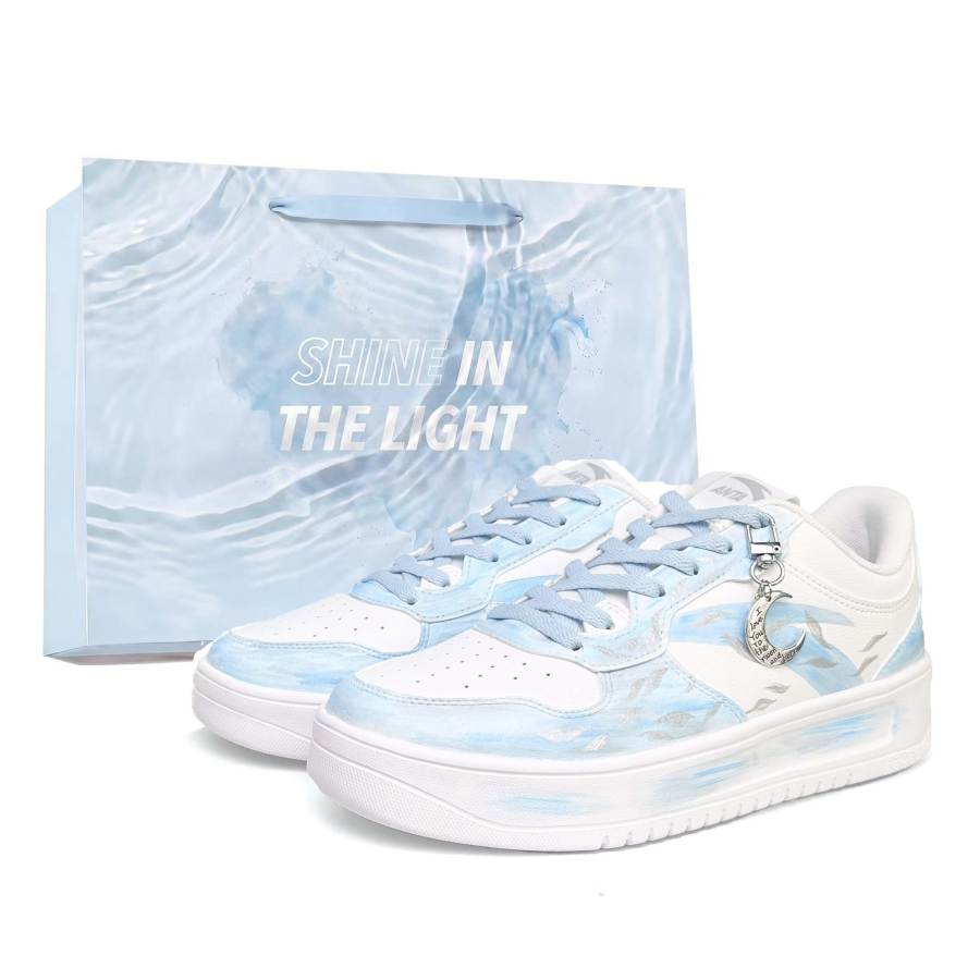 Anta Easy Slip Resistant, Abrasion Resistant, Breathable Low top Skateboard Shoes Unisex Blue White