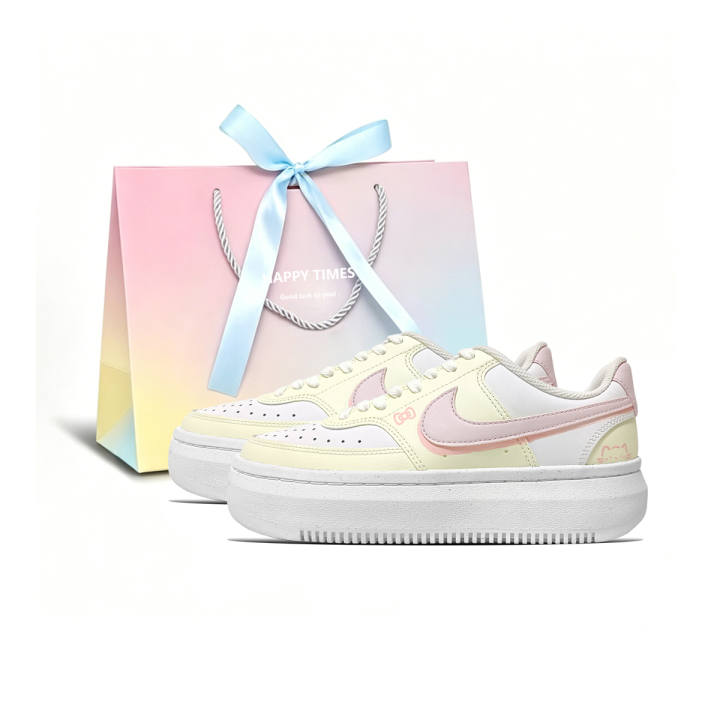 Nike Nike Court Vision Alta Milk Cat Sweet Coating Synthetic Leather Slip Resistant, Abrasion Resistant, Height Increasing