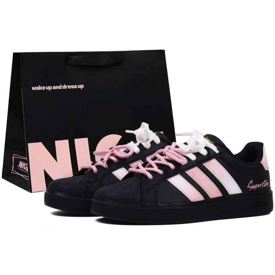 Adidas Adidas Street Talk Synthetic Leather Slip Resistant Low top Kids' Skateboarding Shoes Black Teenagers