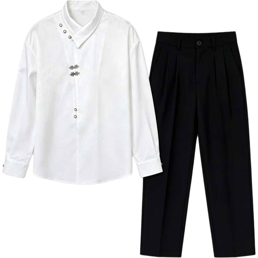 Lnga Landgre Shirt Matching Sets Unisex Stand Collar Moderate