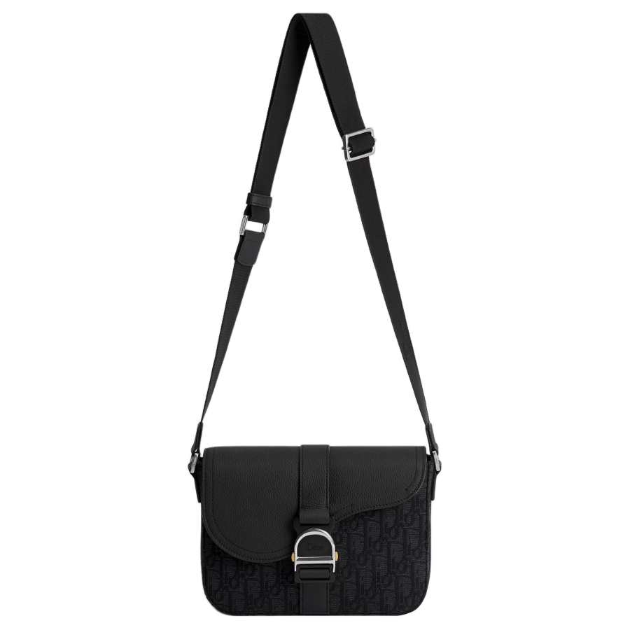 DIOR Cotton With Technical Fabric And Cow Leather Saddle Bag Crossbody Bag Men's Black