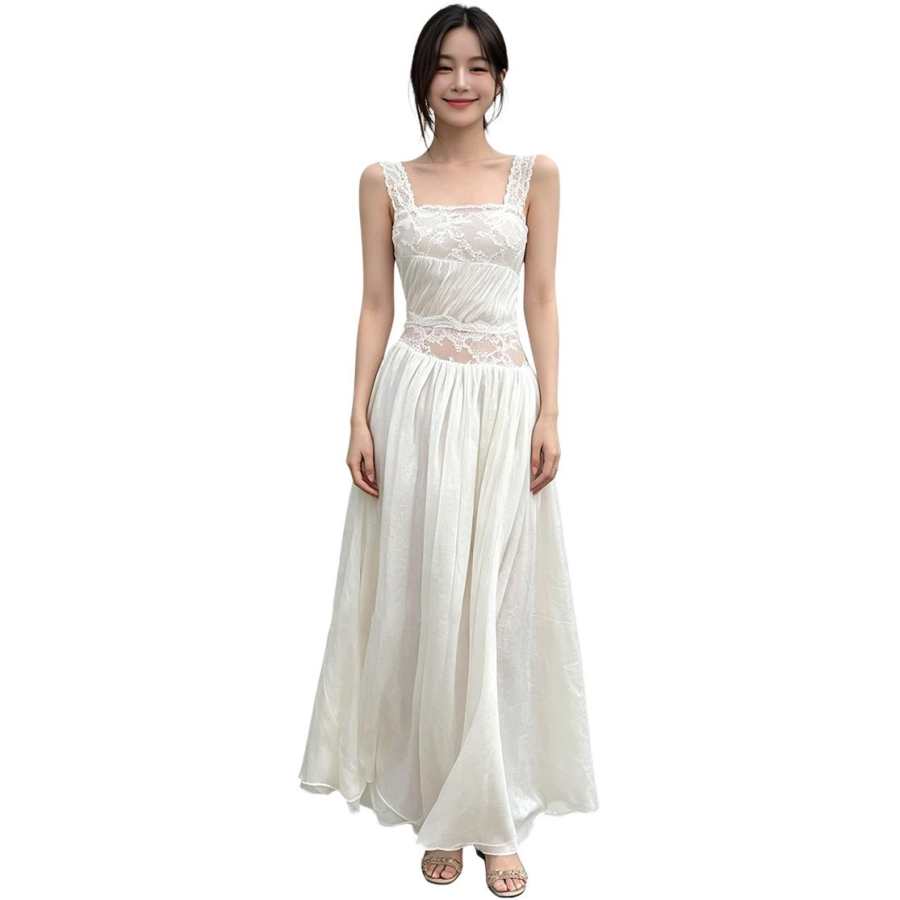 JBBCN Slip Dresses Women's Ecru Camisole Moderate Long Skirt