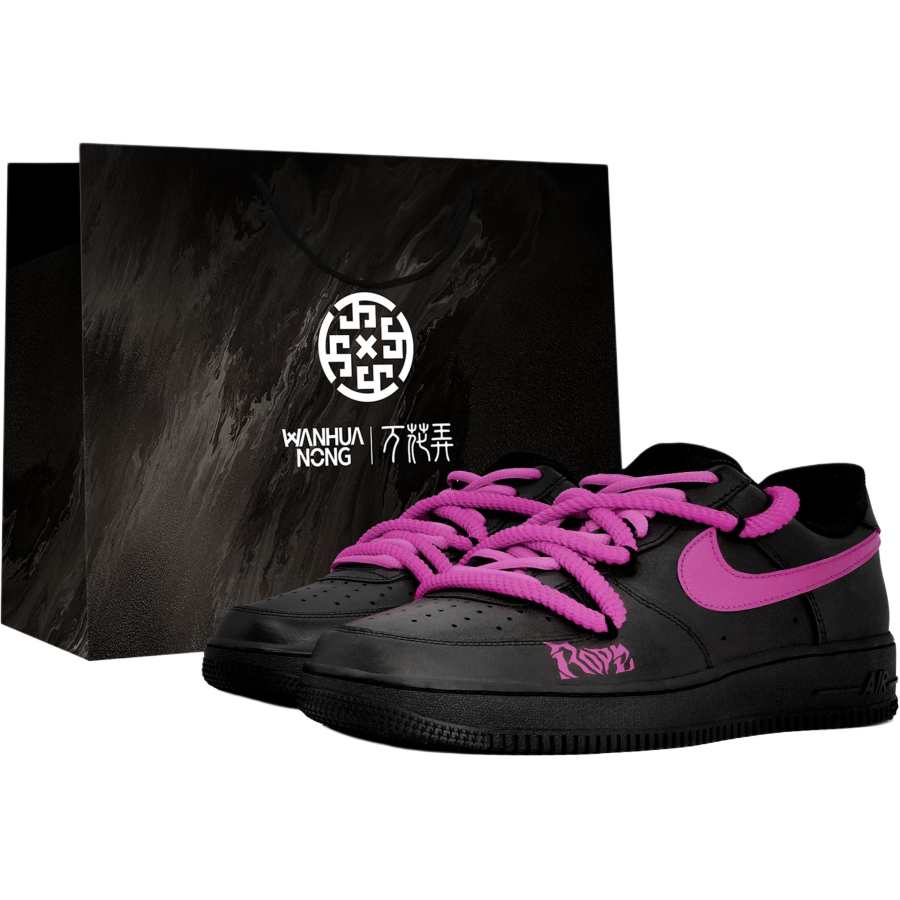 Nike Nike Air Force 1 Pink Electric Slip Resistant Abrasion Resistant Low top Kids' Skateboarding Shoes Teenagers
