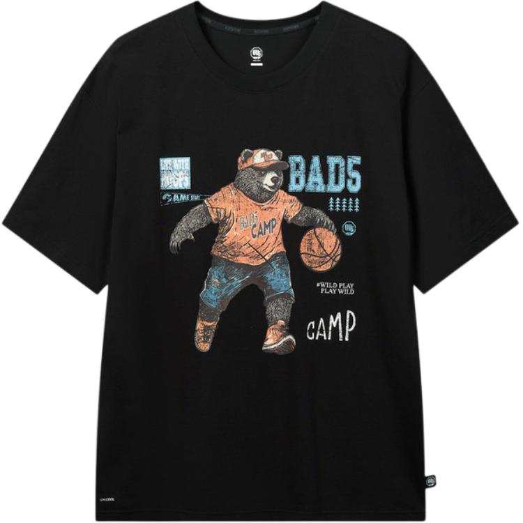 Li-Ning Li Ning BADFIVE T Shirts Men's Black Crew Neck Moderate