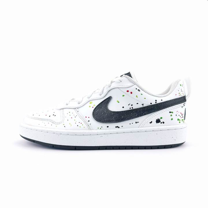 Nike Nike Court Borough White Inkjet Multicolor Synthetic Leather Breathable Support Low top Kids' Skateboarding Shoes White