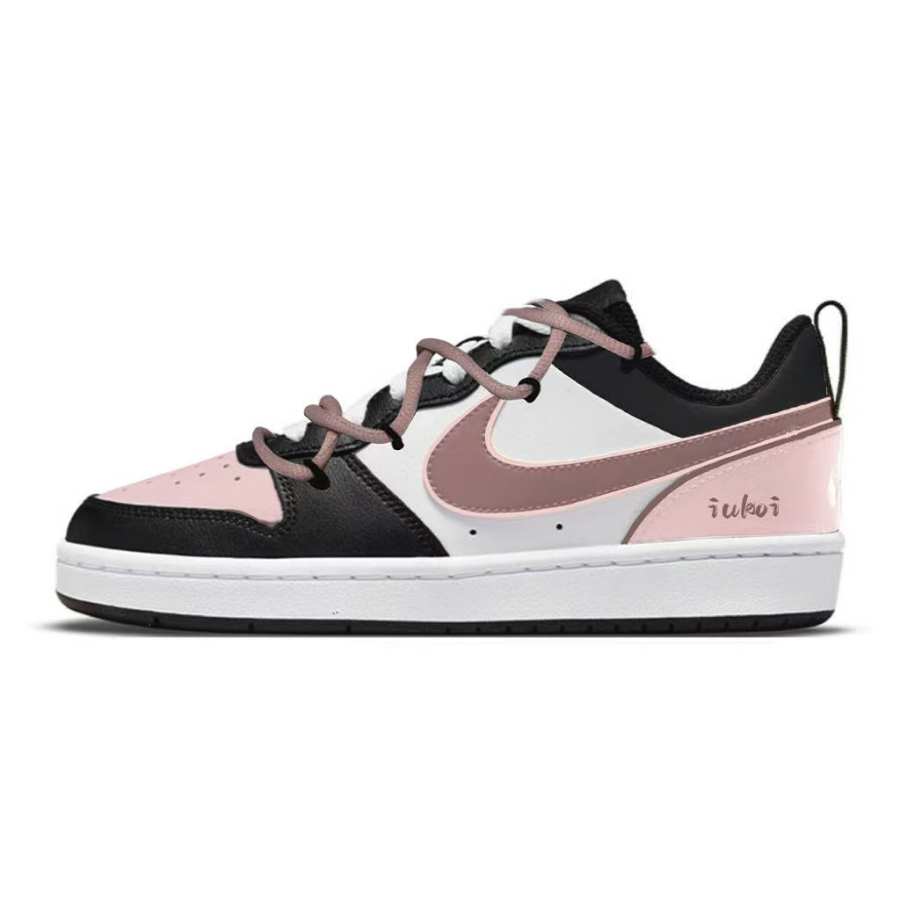 Nike Nike Court Borough Synthetic Leather Abrasion Resistant Low top Skateboard Shoes Women's Black Pink