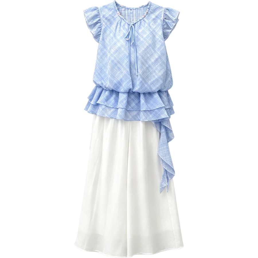 YALU Kids Casual Sportswear Lettuce Edge Collar Thin Non Stretch