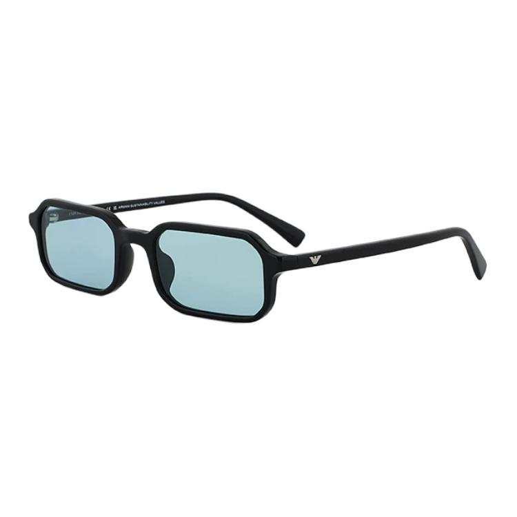 EMPORIO ARMANI Plate Rectangular Sunglasses Men's Bright Black