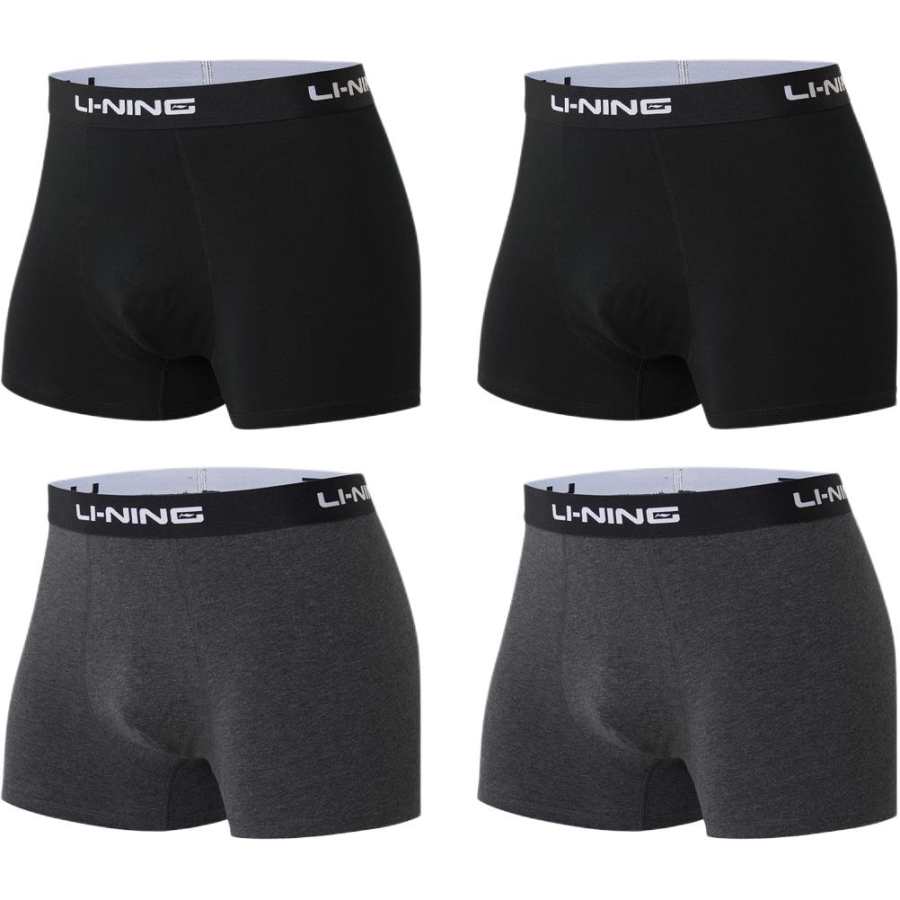 Li-Ning Li Ning Fitness Series Boxer Shorts Men's 4 Pack Black/dark Hemp Gray