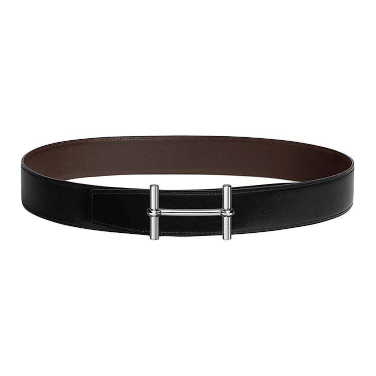 HERMES HERMES H D'Ancre Calfskin Leather Belts Men's Width 3.8cm