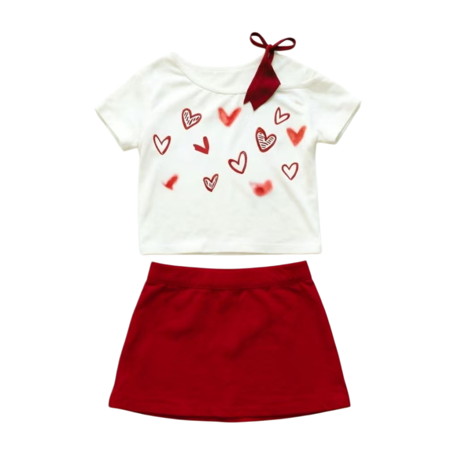 DUSHE Two Piece Skirt Sets Women's Asymmetrical Shoulder Thin Short Skirt
