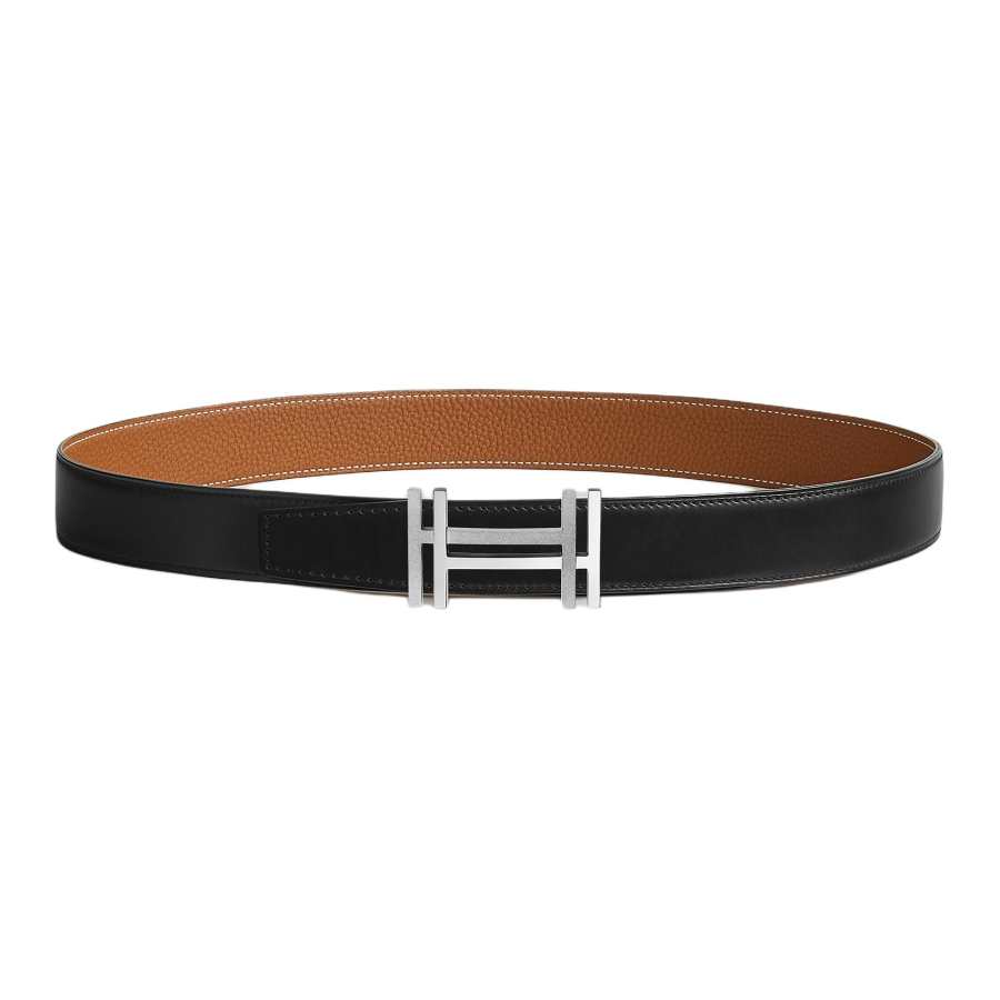 HERMES HERMES Calfskin Leather Belts Men's Width 3.2cm