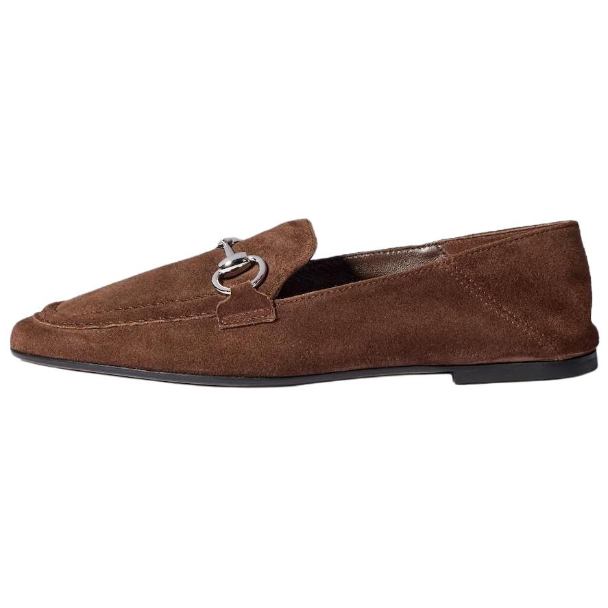 GUCCI Jordaan Suede Casual Shoes 0.5cm Women's Dark Brown