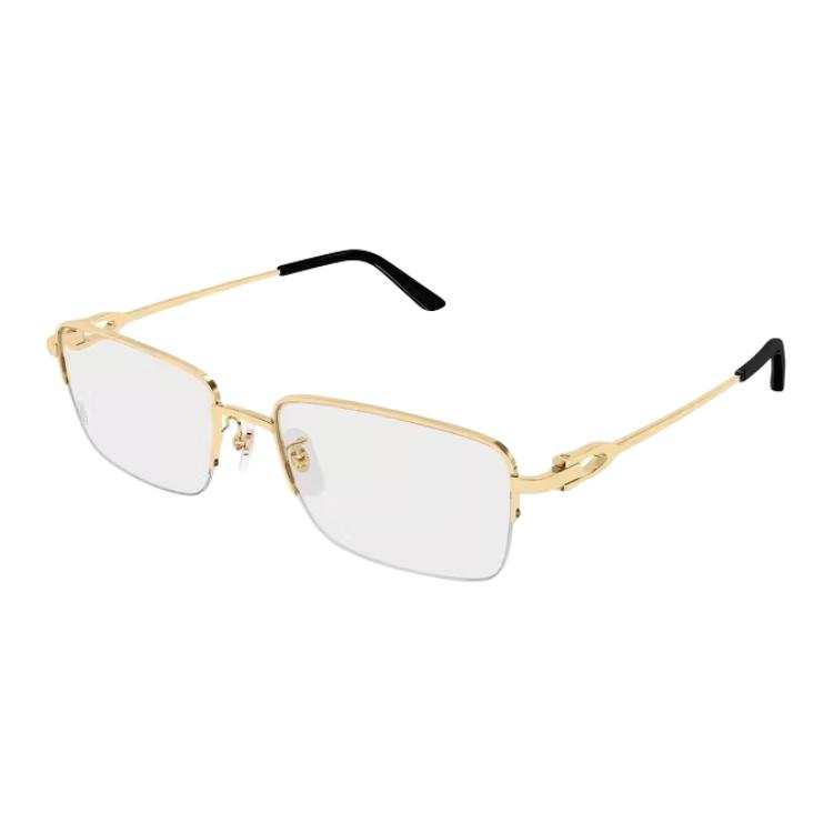 CARTIER Metal Square Prescription Glasses Unisex Gold