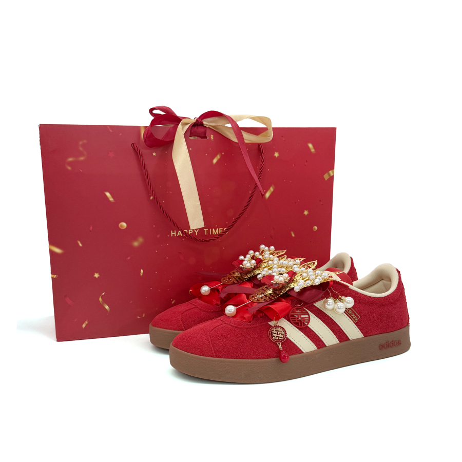 Adidas Adidas Vl Court Classic Full Of Joy Abrasion Resistant Low top German Army Trainers Unisex Red