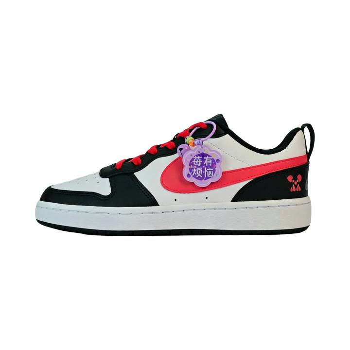 Nike Nike Court Borough Berry Synthetic Leather Slip Resistant Anti Kick Abrasion Resistant Support Low top