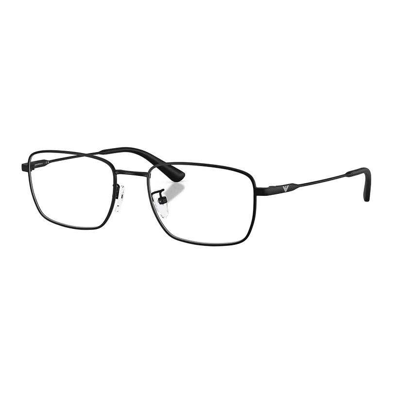 EMPORIO ARMANI Titanium Alloy Square Prescription Glasses Unisex Matte Black