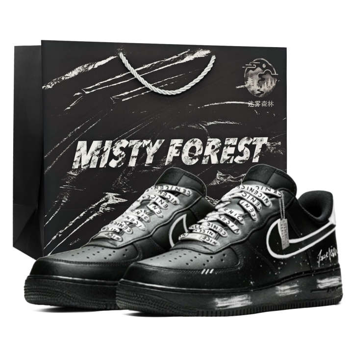Nike Nike Air Force 1 Blank, Black Warrior, Shopping Bag Abrasion Resistant Balance Low top Skateboard Shoes Unisex Black