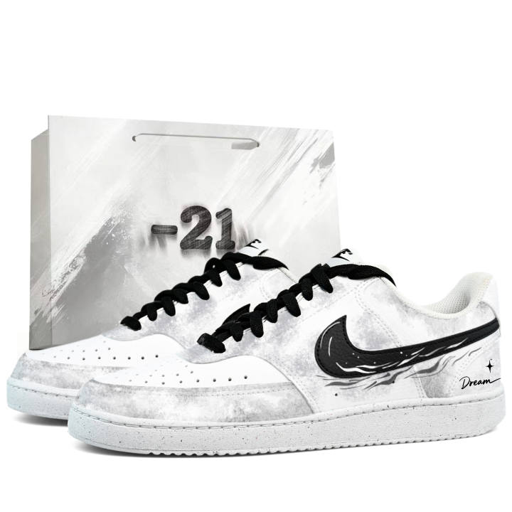 Nike Nike Court Vision 1 Low top Skateboard Shoes Men's White Black