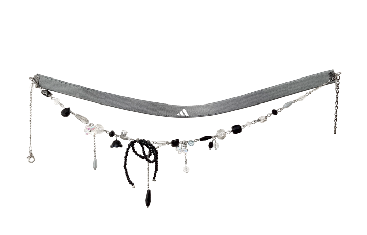 Adidas Adidas Polyester Silicone Choker Collar Necklace Unisex Gray