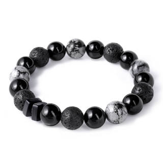 FOUNDIN Snowflake Stone Volcanic Stone Bracelets Unisex