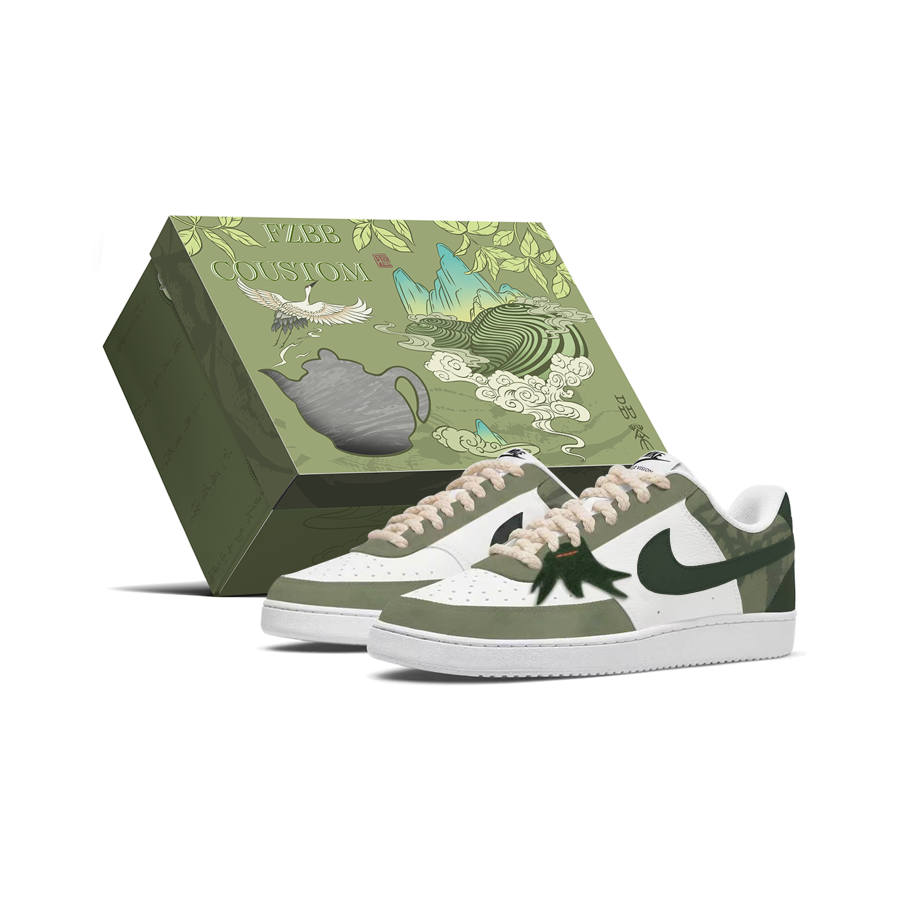 Nike Nike Court Vision 1 Bamboo Forest, Chinese Style Box Cushioning Slip Resistant Low top Skateboard Shoes Men's