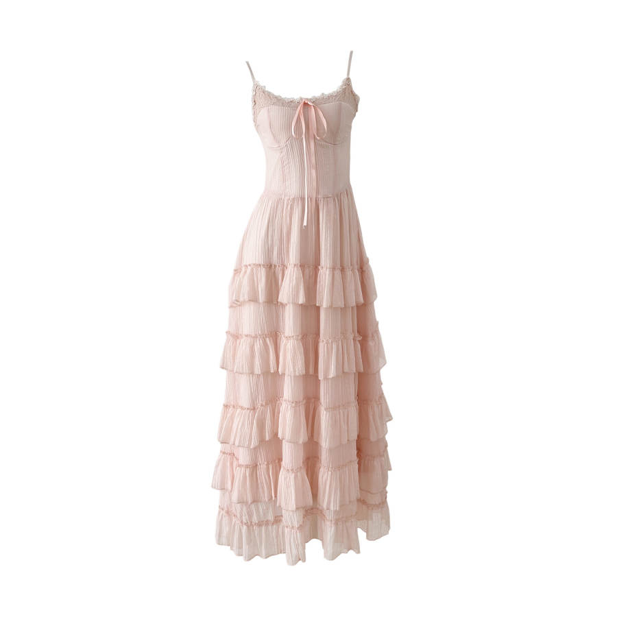 TUSHIFEI Slip Dresses Women's Pink Camisole Thin Long Skirt