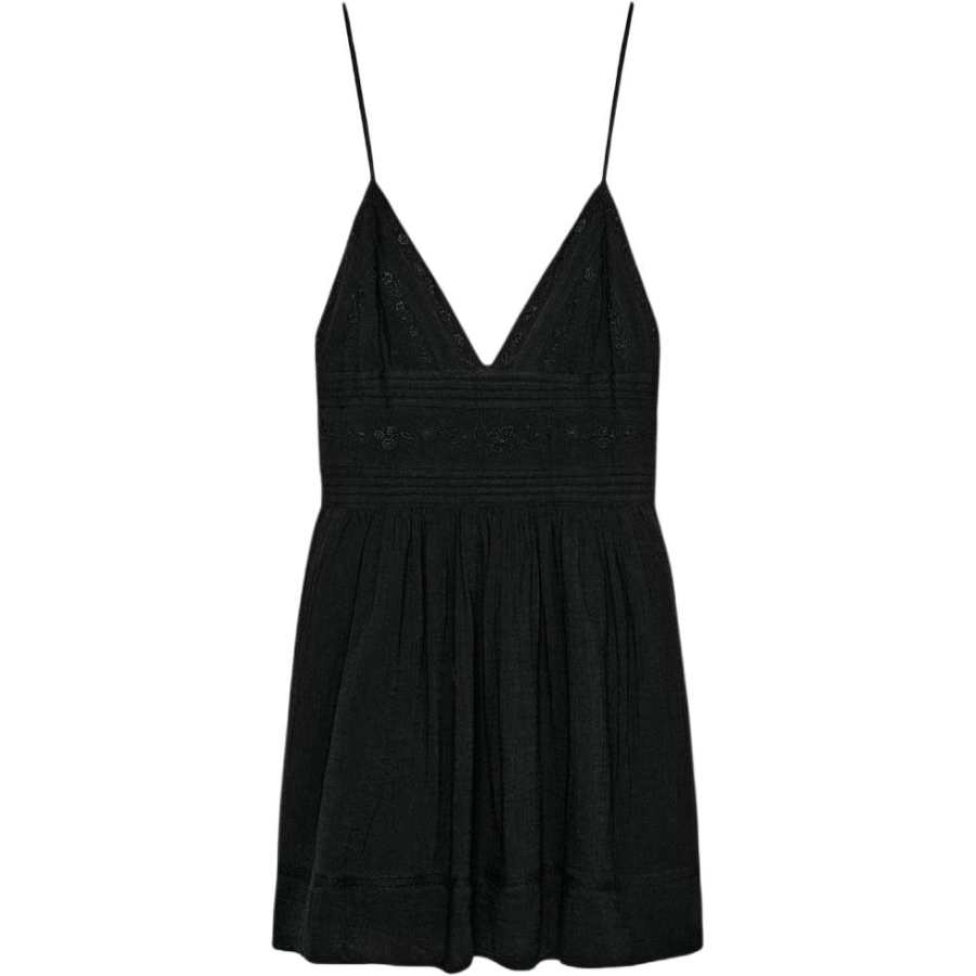 ZARA Slip Dresses Women's Black V Neck Moderate Short Skirt