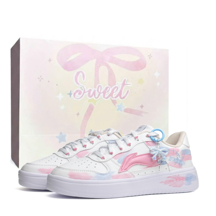 Li-Ning Li Ning Floating Boat Breathable Height Increasing Low top Skateboard Shoes Women's Blue Pink