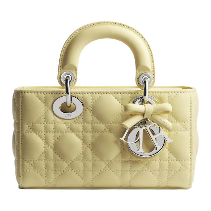DIOR Lady D Joy Sheepskin Handbag Mini Women's Yellow