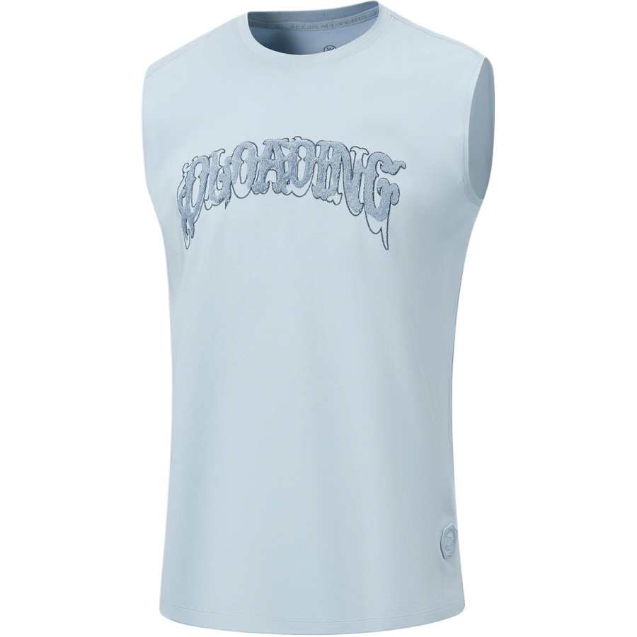 Li-Ning Li Ning Tank Tops Men's First Frost Blue Crew Neck Moderate Straight Fit