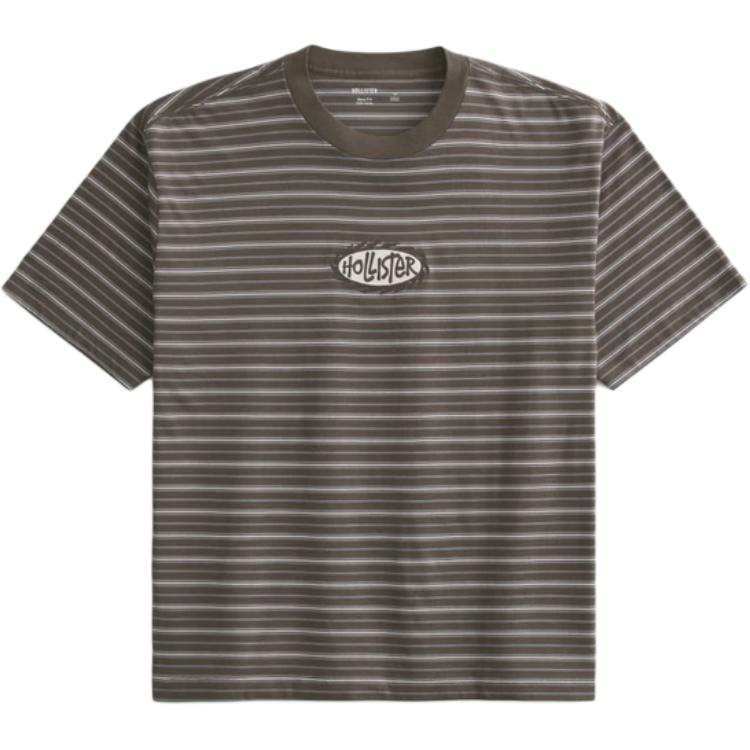 Hollister/ T Shirts Men's Brown Crew Neck Moderate Straight Fit