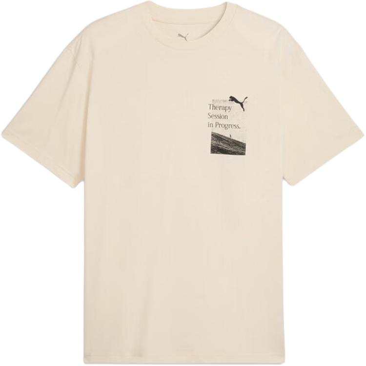 PUMA T Shirts Men's Khaki Crew Neck Moderate