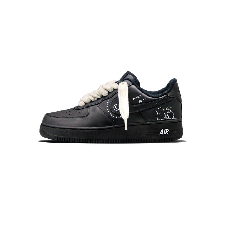 Nike Nike Air Force 1 Love By Moon Abrasion Resistant Low top Skateboard Shoes Unisex Black